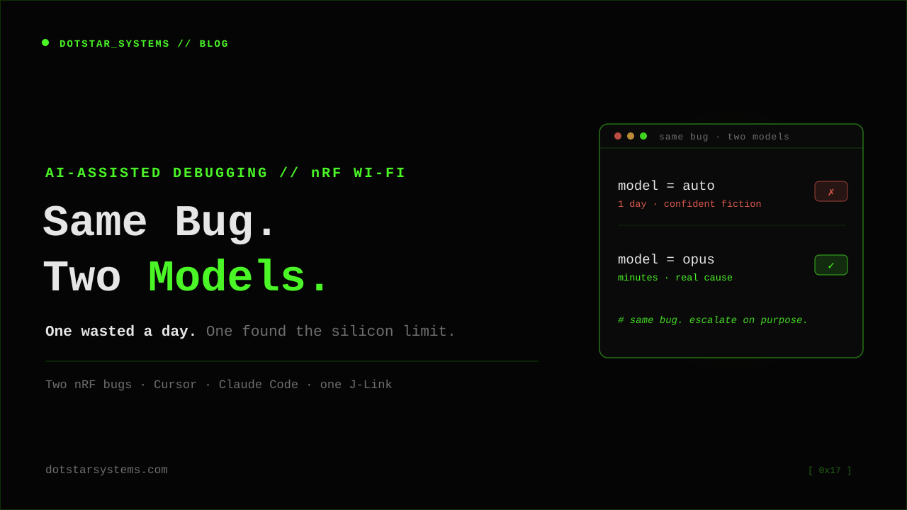 Same Bug, Two Models: One Wasted a Day, One Found the Silicon Limit