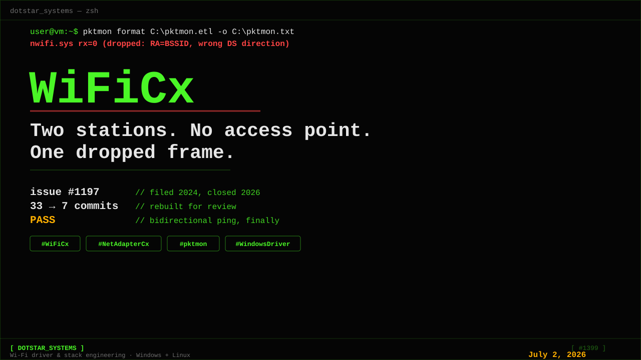 From EWDK Build to Bidirectional Ping: Debugging Windows' New WiFiCx Sample Driver